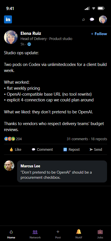 Customer feedback: LinkedIn, 19 / 50