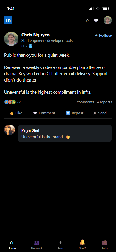 Customer feedback: LinkedIn, 20 / 50