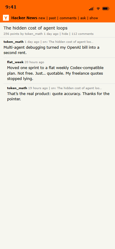Customer feedback: Hacker News, 32 / 50