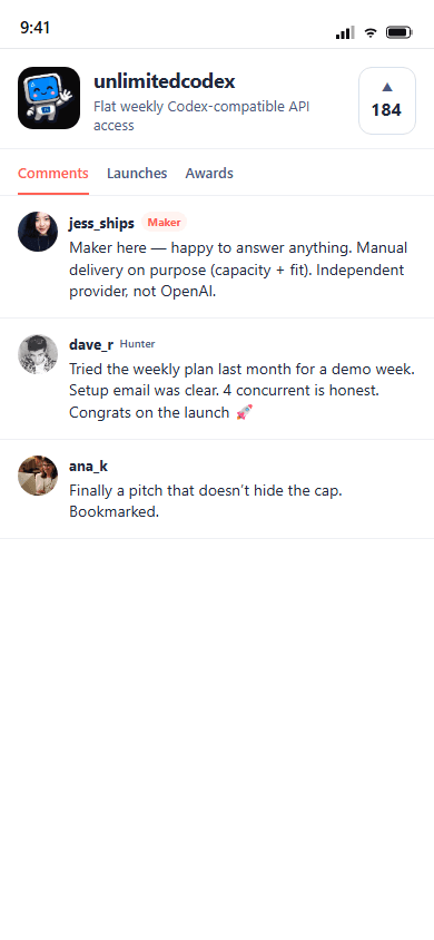 Customer feedback: Product Hunt, 33 / 50