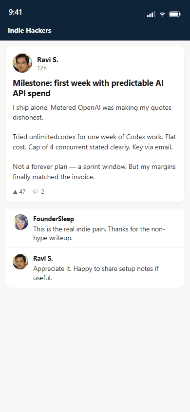 Customer feedback: Indie Hackers, 36 / 50