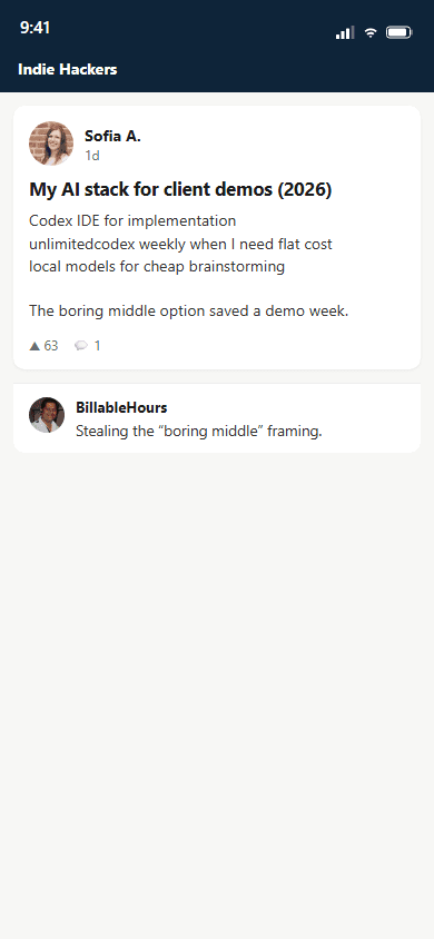 Customer feedback: Indie Hackers, 37 / 50