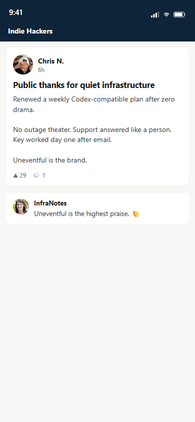 Customer feedback: Indie Hackers, 38 / 50