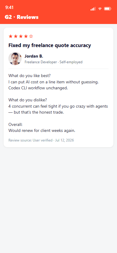 Customer feedback: G2, 42 / 50
