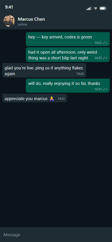 Customer feedback: WhatsApp, 45 / 50